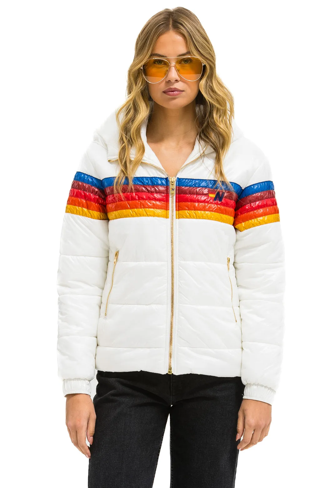 5 STRIPE LUXE TREKKER JACKET - GLOSSY WHITE