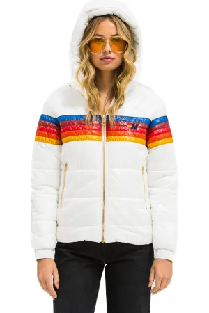 5 STRIPE LUXE TREKKER JACKET - GLOSSY WHITE