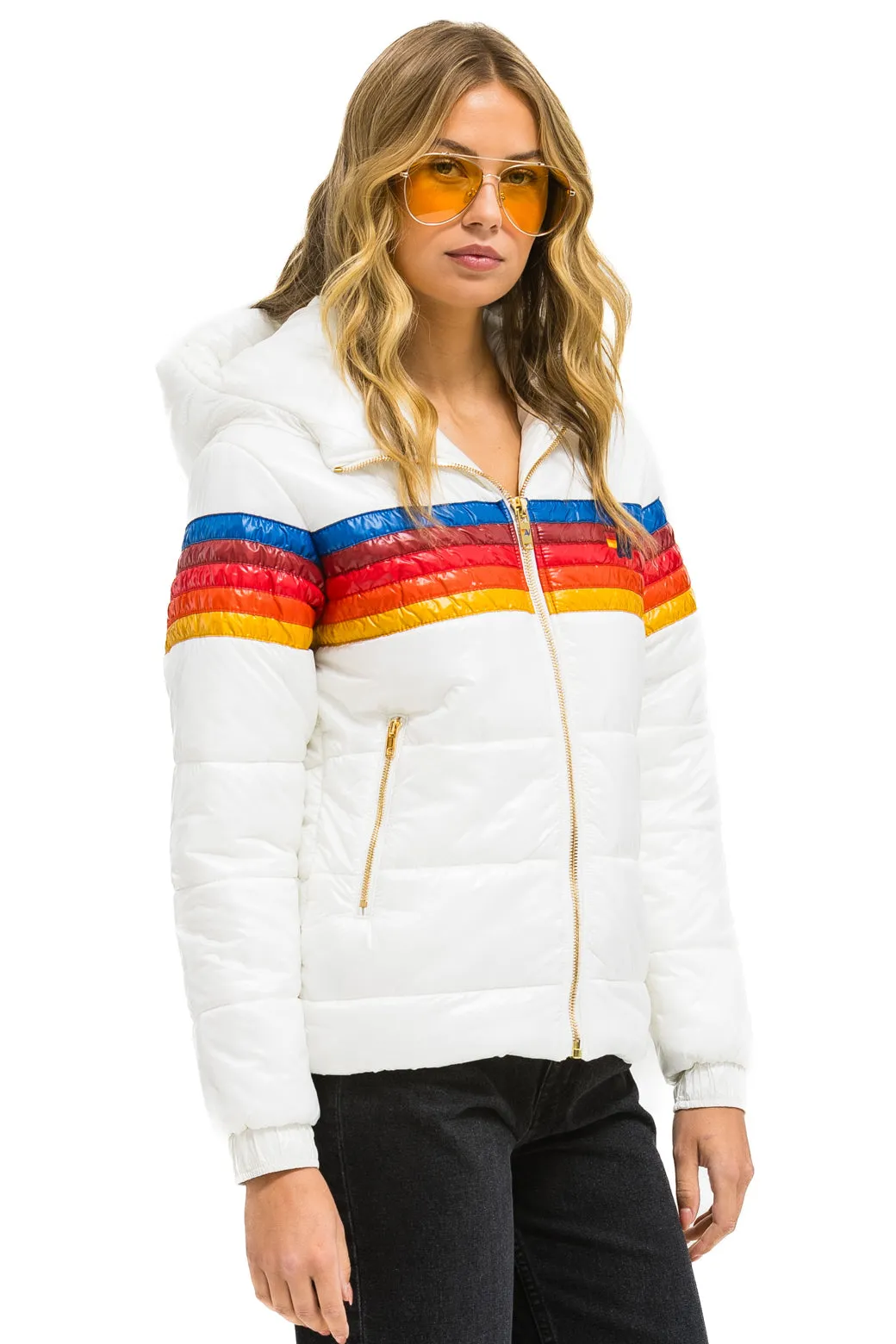 5 STRIPE LUXE TREKKER JACKET - GLOSSY WHITE