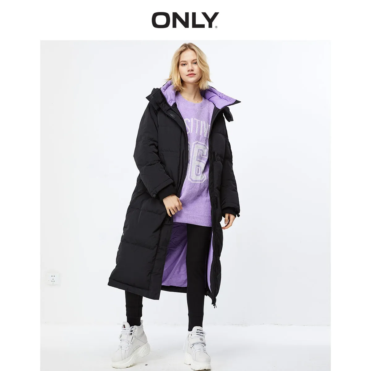 Autum Winter New Arrivals Long Loose Fit Contrasting Parka Down Jacket