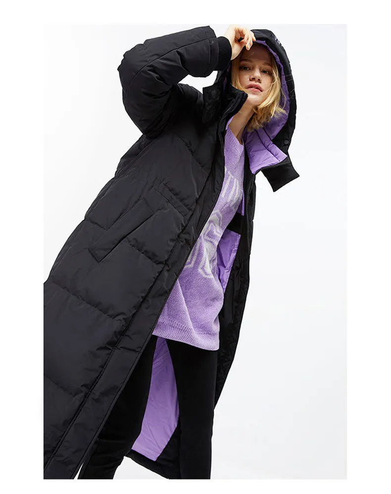 Autum Winter New Arrivals Long Loose Fit Contrasting Parka Down Jacket