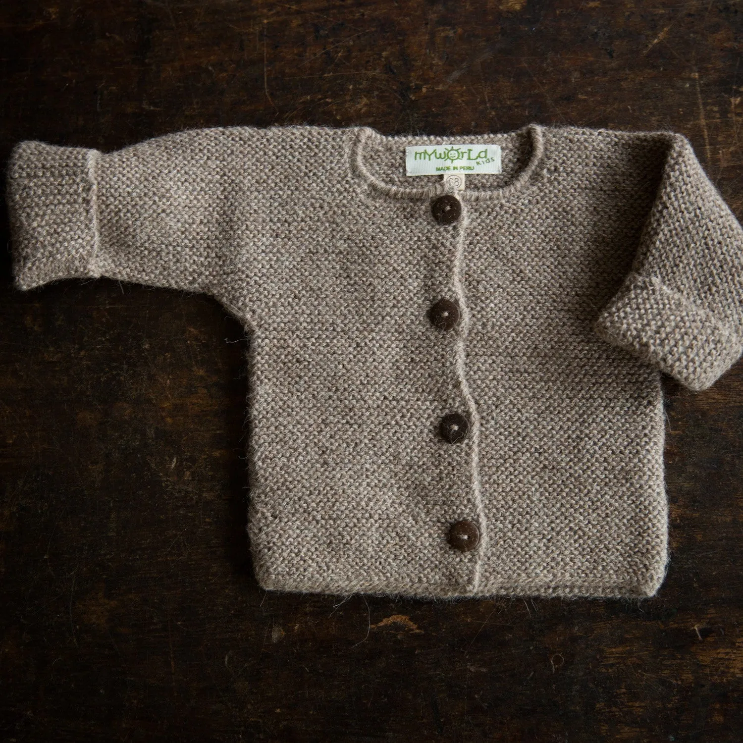 Baby Hand Knit Alpaca Cardigan - Oatmeal