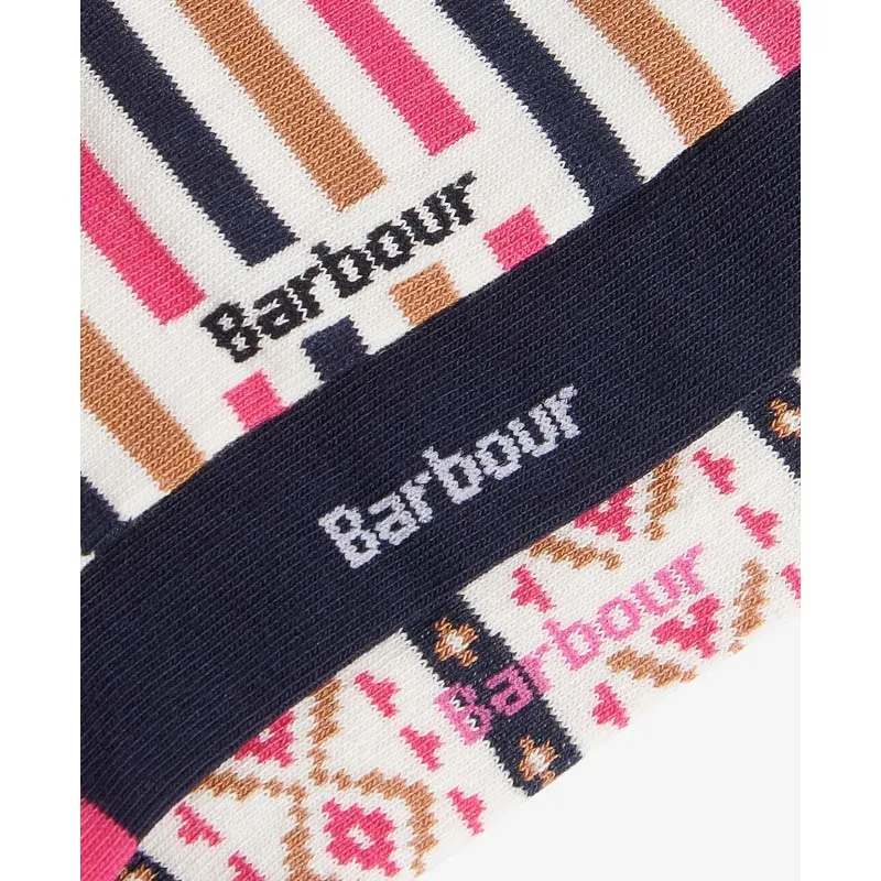 Barbour Claudia Fairisle Ladies Sock Gift Box (Set of 3) - Navy/Pink Mix