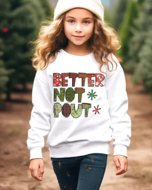 Better Not Pout Youth Crewneck Sweatshirt, Cute Kids Christmas Crewneck Pullover