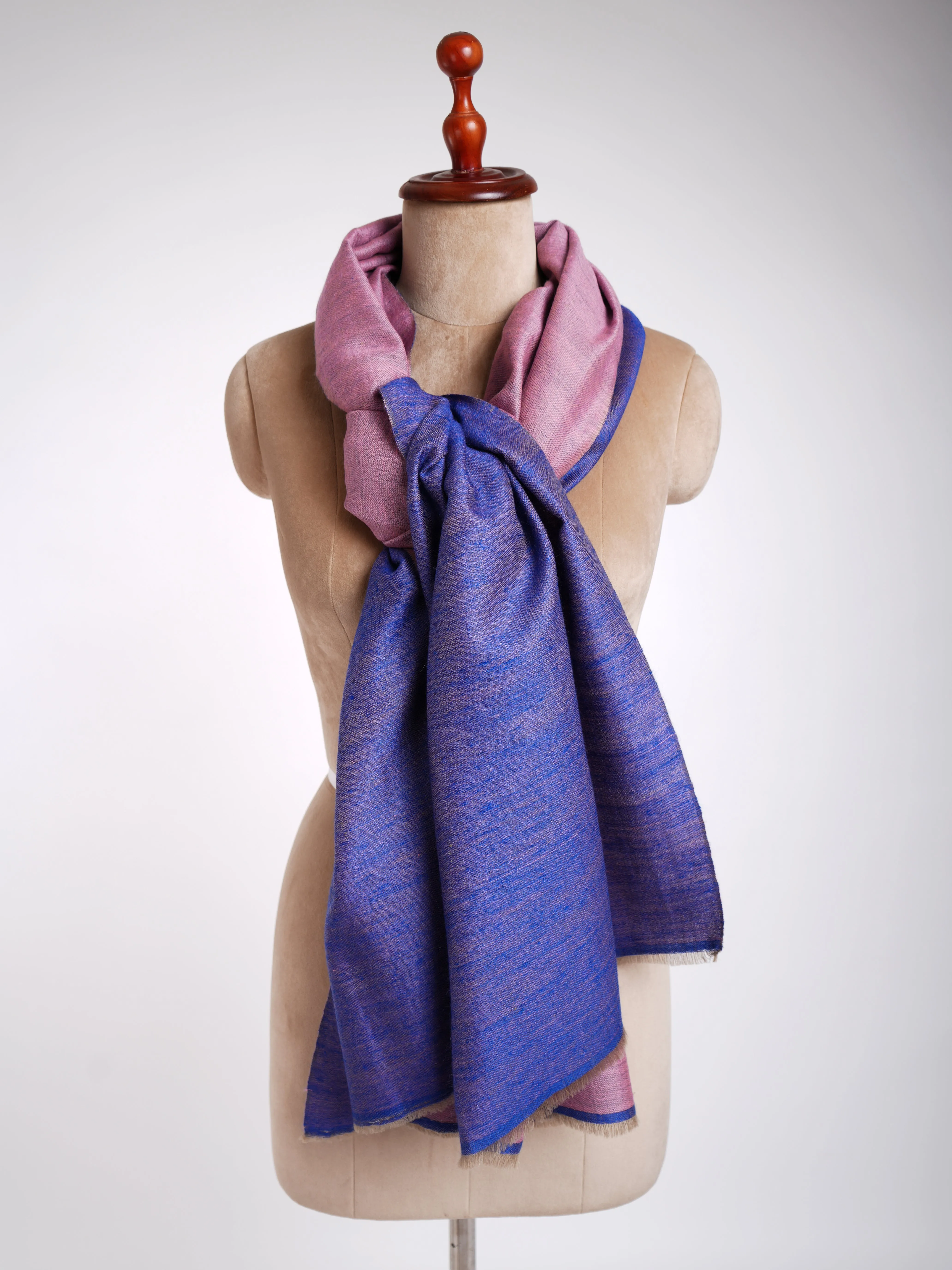 Blue and Pink Dorukha Cashmere Scarf