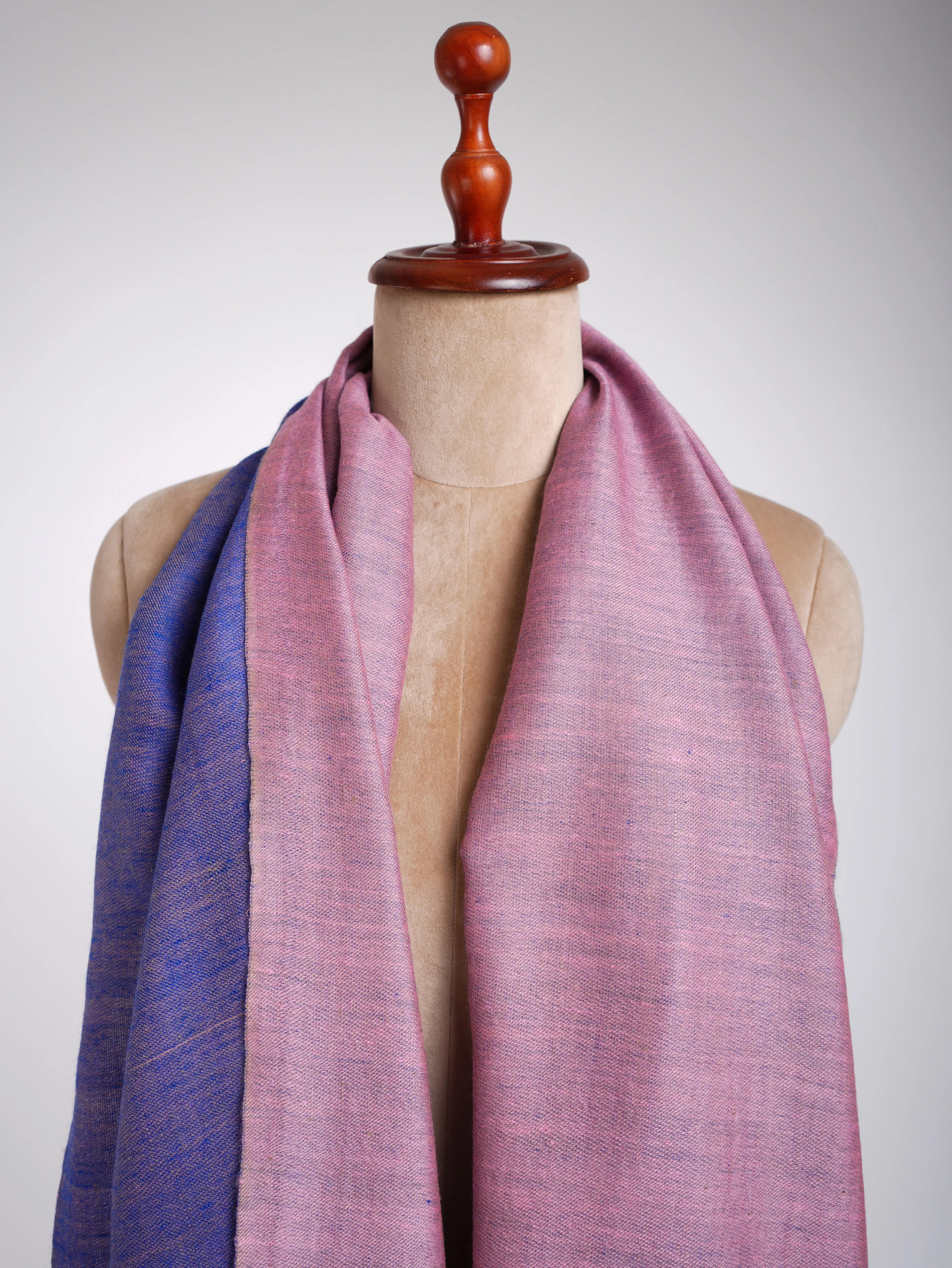 Blue and Pink Dorukha Cashmere Scarf