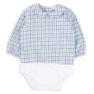 Bodycam Lui Baby Bodysuit in Blue Grey Check