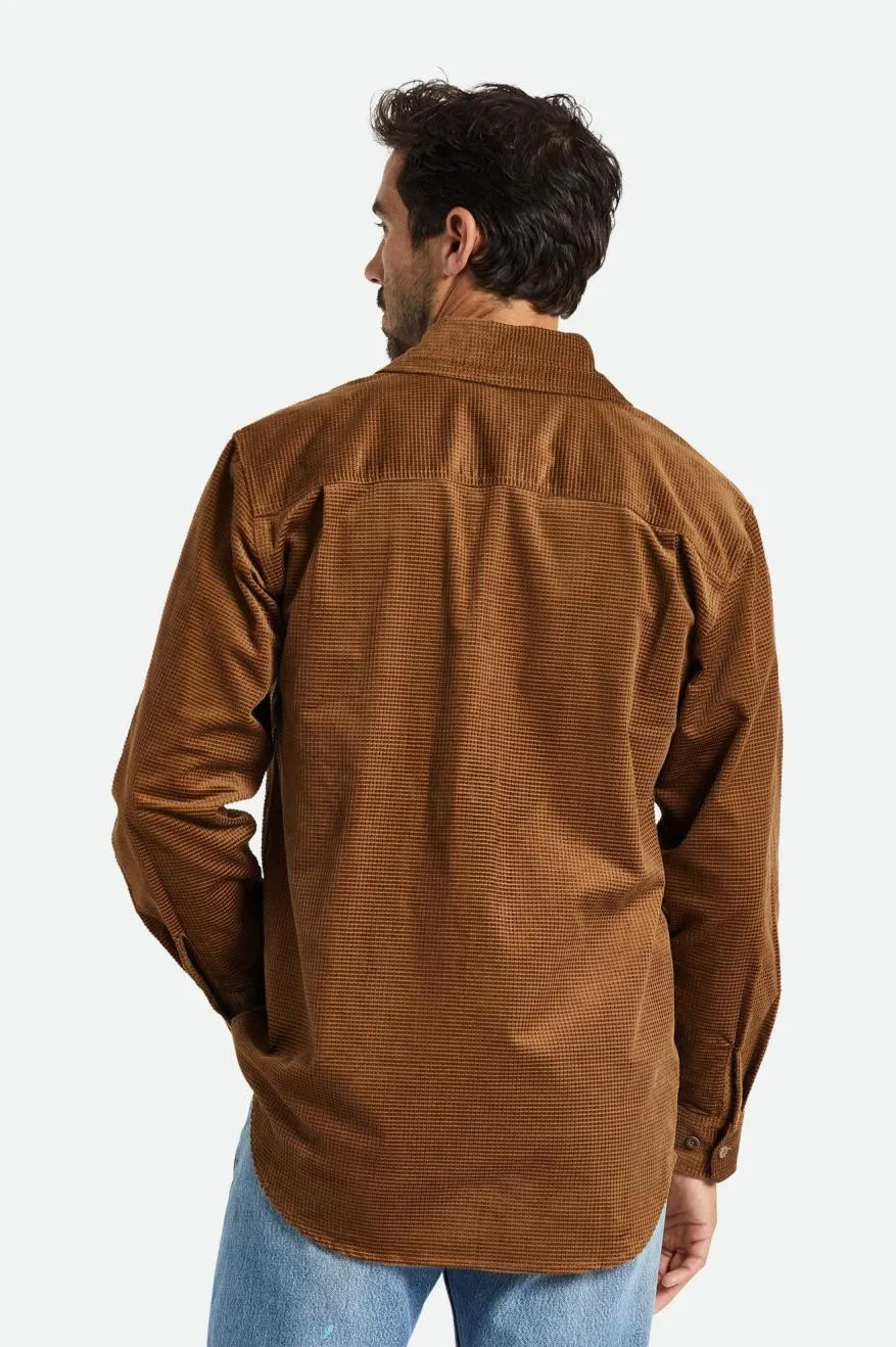 Brixton Men's Porter Long Sleeve Waffle Corduroy Shirt - Bison