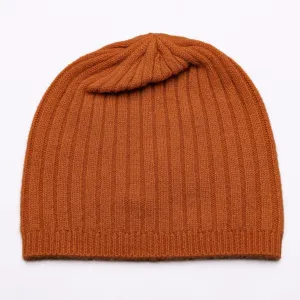 BROOME 100% Pure Cashmere Baby Rib Beanie, Treacle