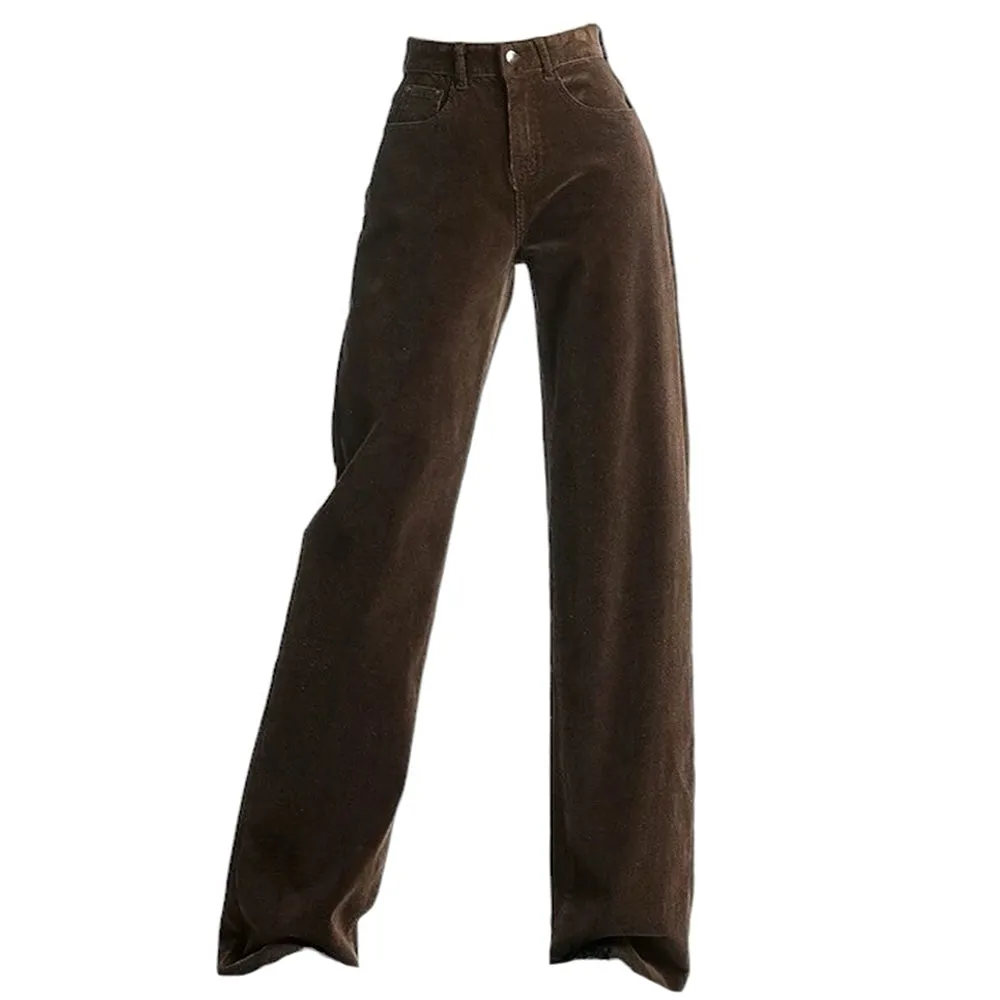 Brown High-Rise Retro Cord Pants