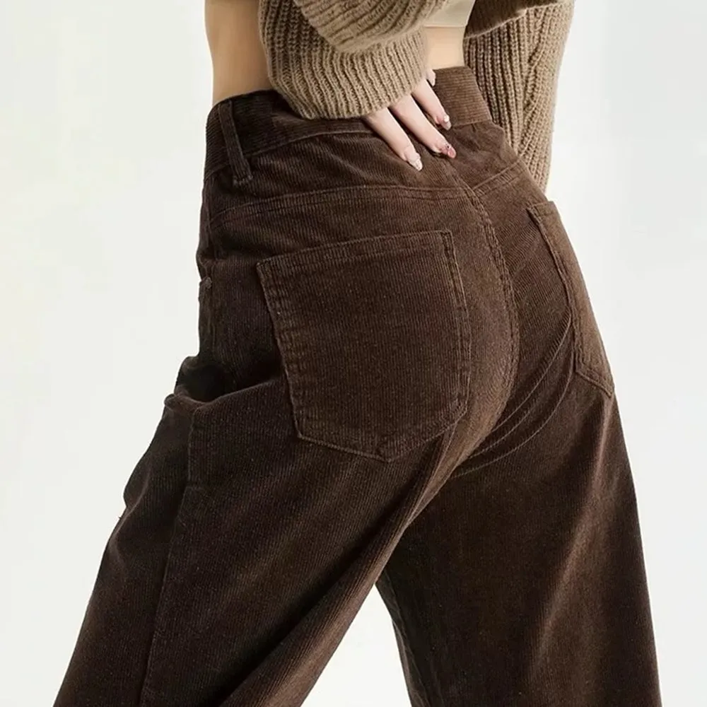 Brown High-Rise Retro Cord Pants