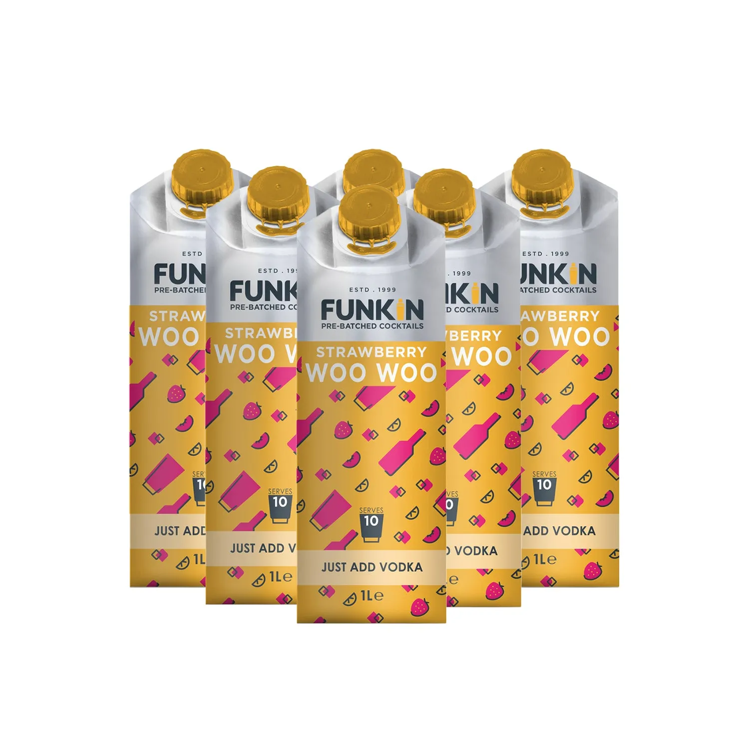 CASE - Funkin Strawberry Woo Woo Cocktail Mixer 1 Litre (6x1ltr)