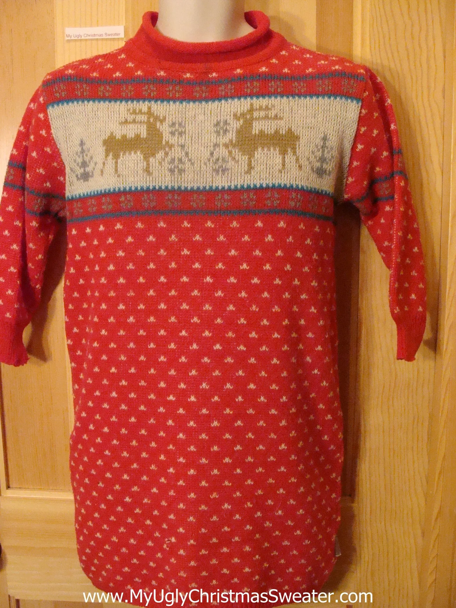 Child or XS Ugly Christmas Sweater Reindeer Short Dress