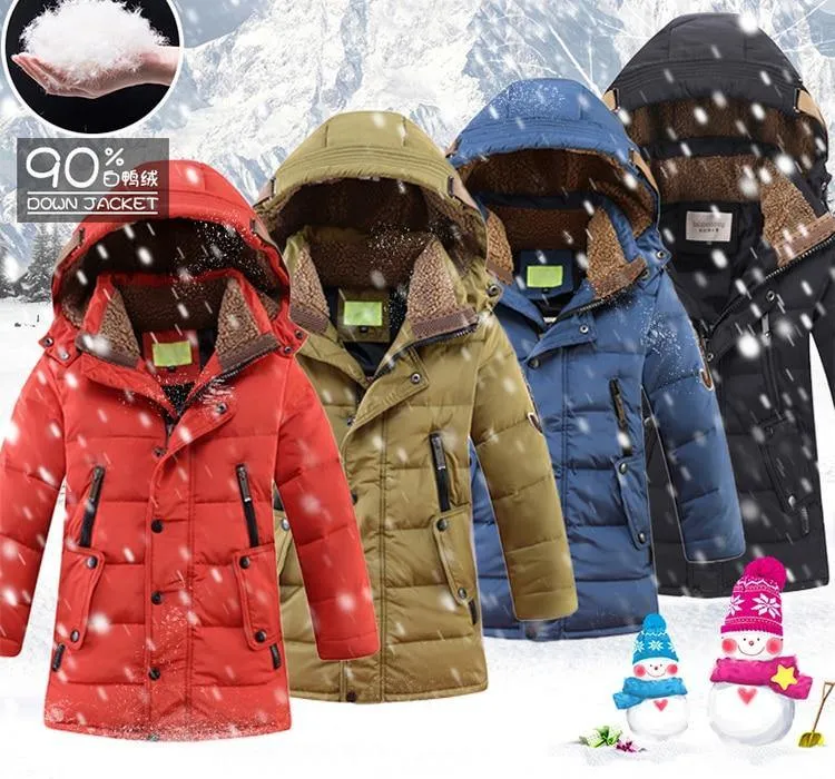 Children's Winter Duck Down Padded Big Boys Warm Winter Down Coat Thickening Outerwear Jacket