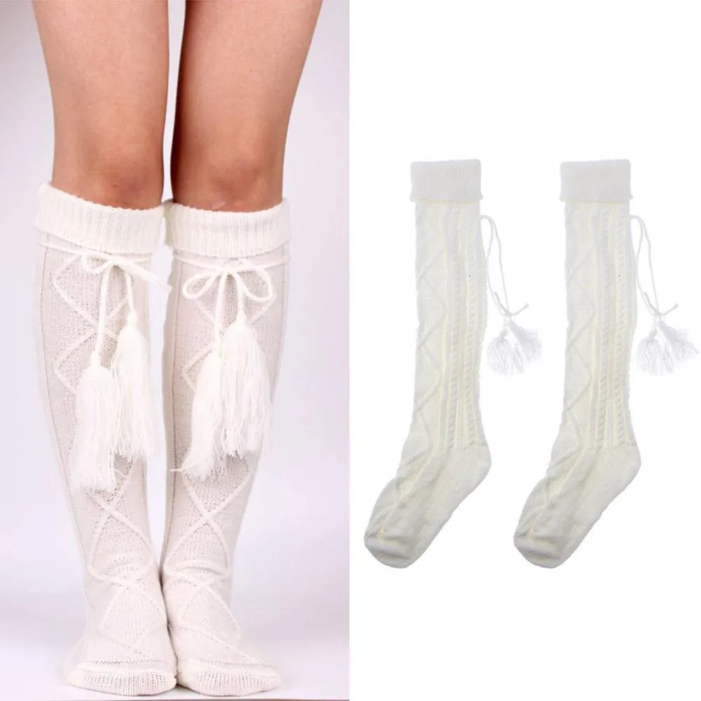 Christmas Women Long Leg Warmers Knitted Thick Stocking Floor Socks