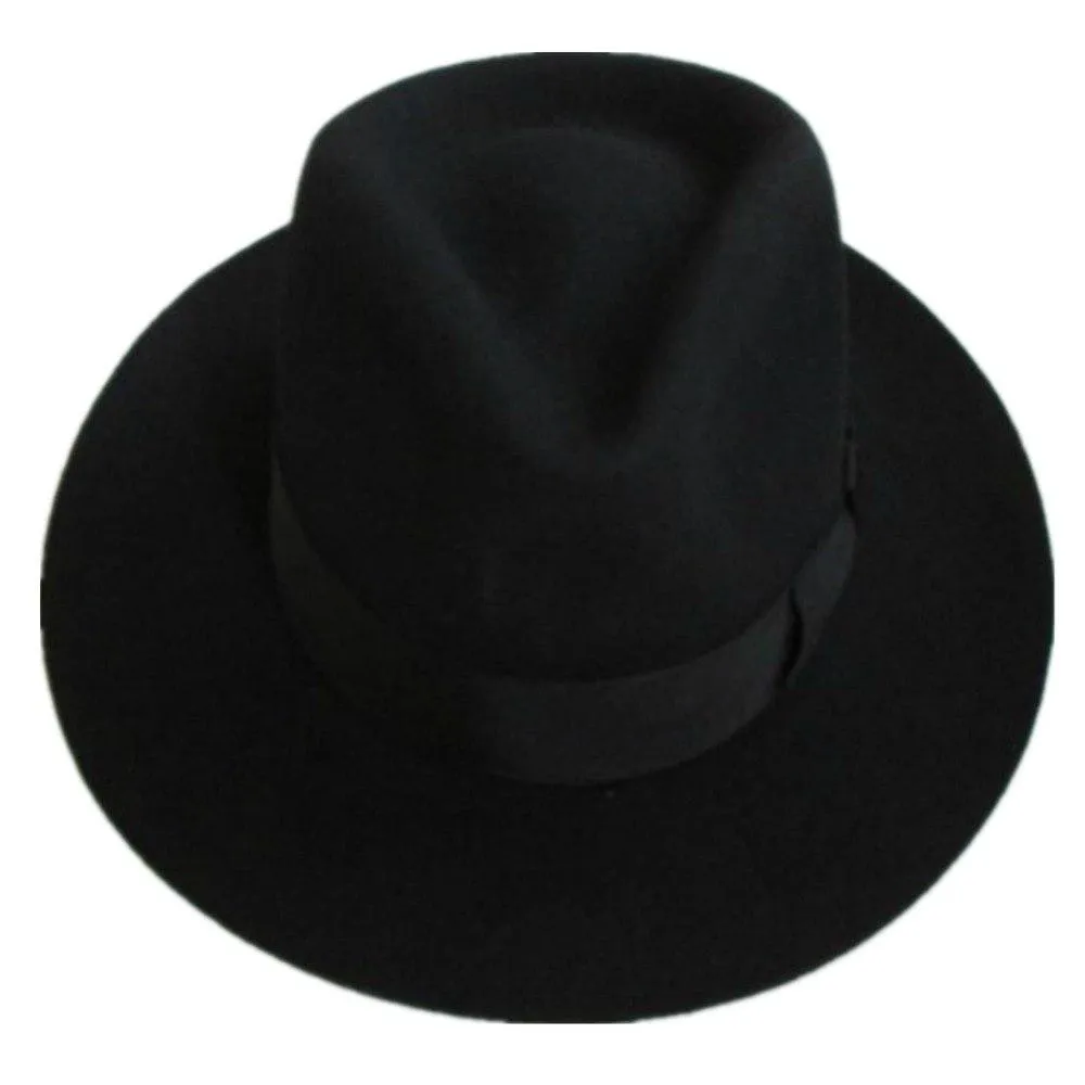 Classic Men's Black Wool Fedora Gentleman Hat