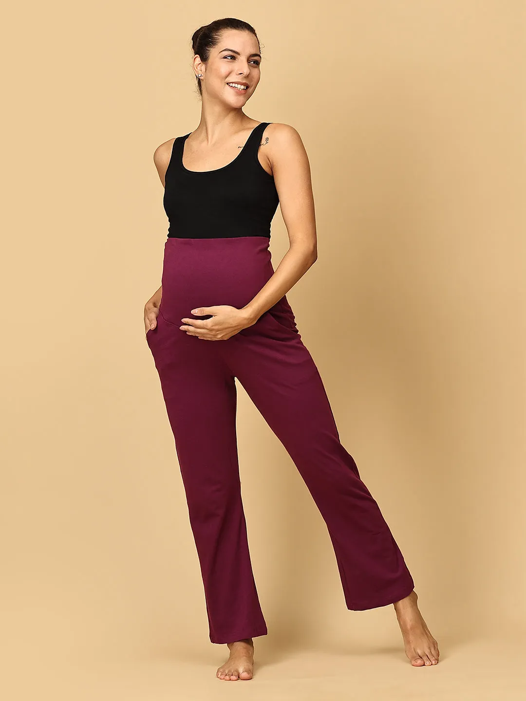 Comfy Maternity Regular Pants - Grape