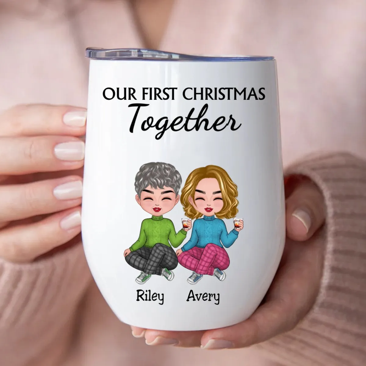 Couple - Our First Christmas Together - Personalized Wine Tumbler