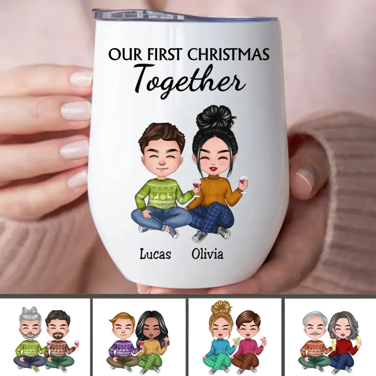 Couple - Our First Christmas Together - Personalized Wine Tumbler