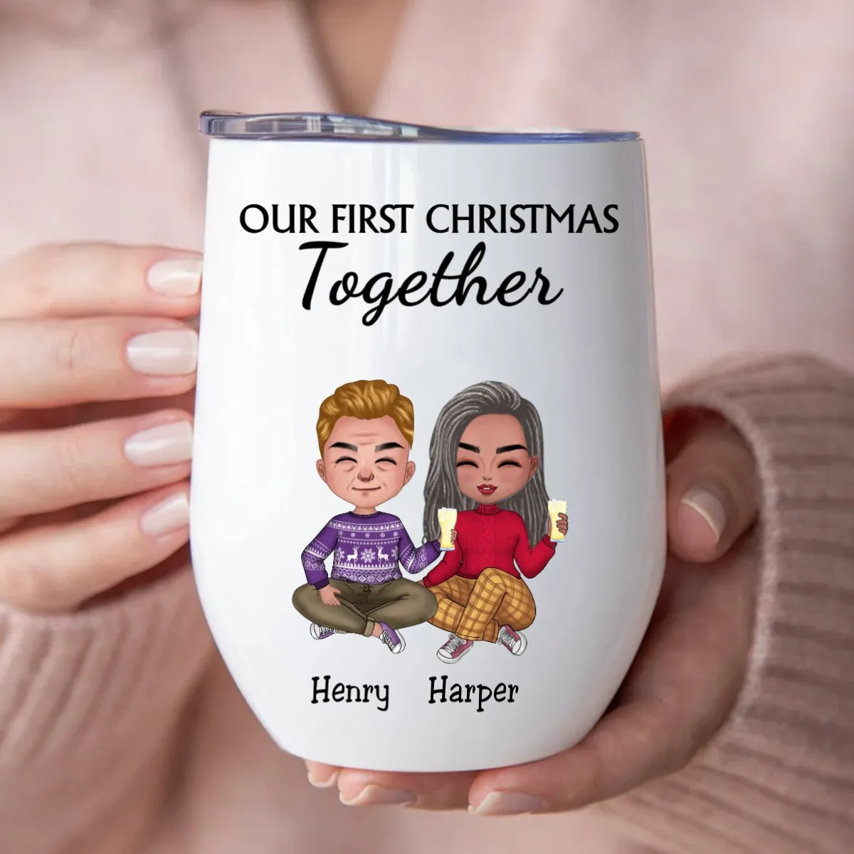 Couple - Our First Christmas Together - Personalized Wine Tumbler