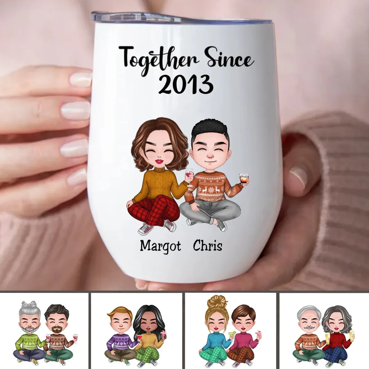 Couple - Together Since Husband And Wife - Personalized Wine Tumbler