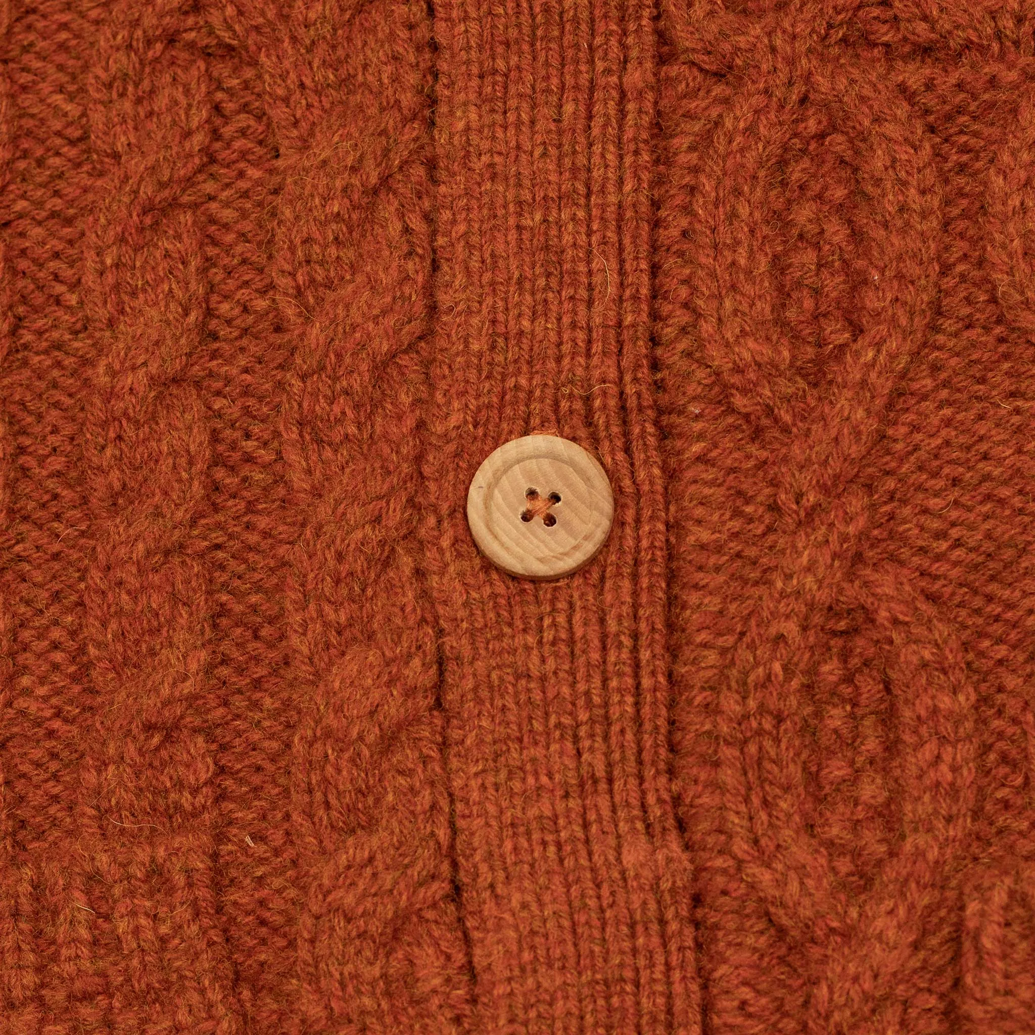 Crazy cable knit Aran cardigan in Orange wool