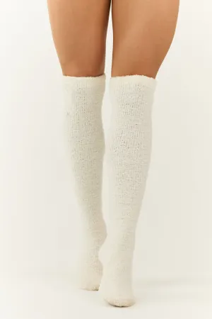 Cream Fleece Soft Knee High Socks