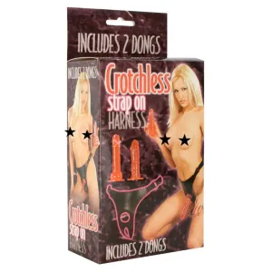 Crotchless Strap-On Harness With 2 Dongs