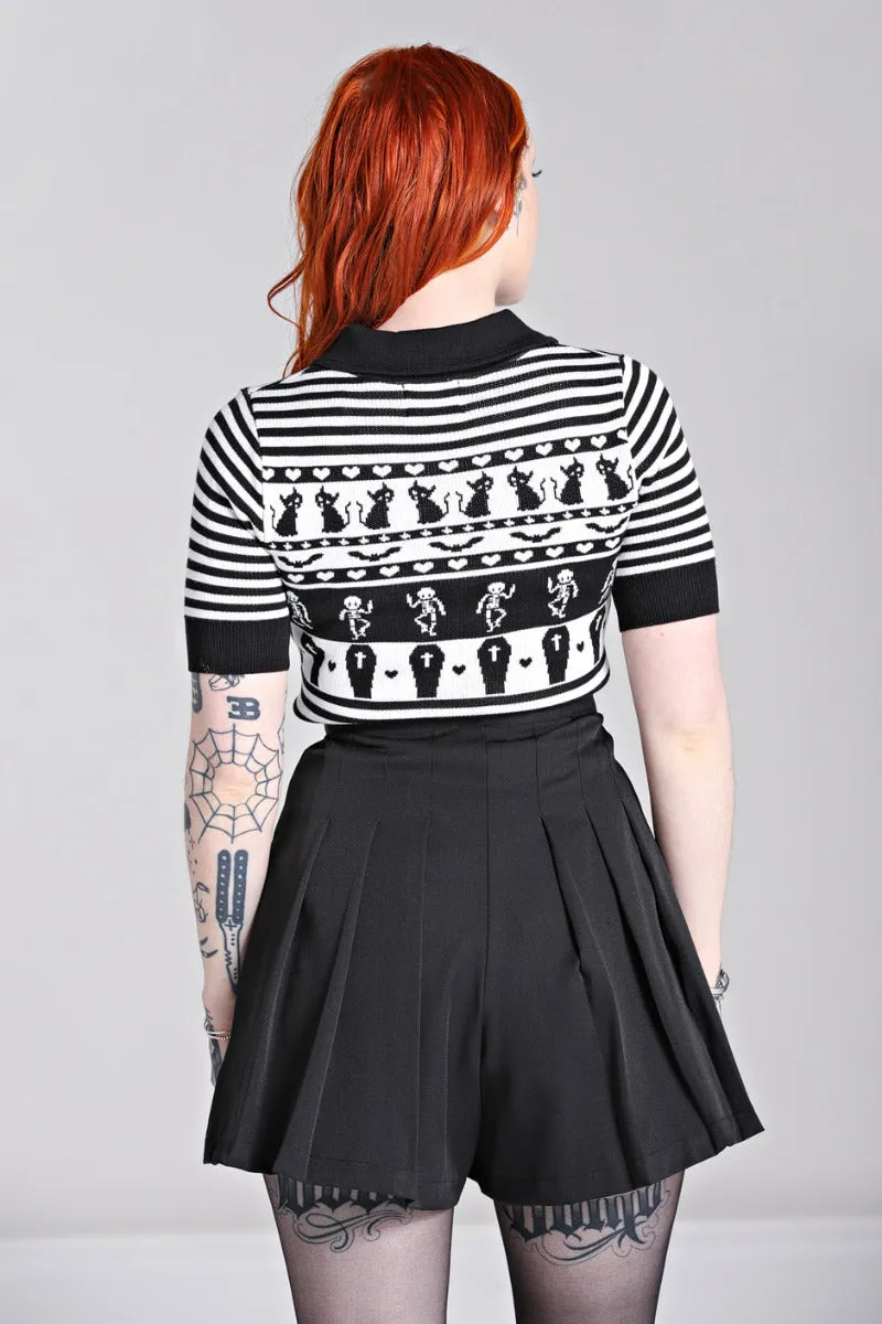 Dance Macabre Black & White Sweater by Hell Bunny