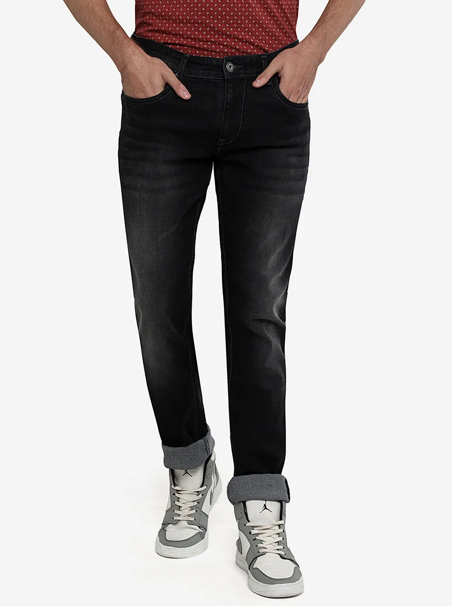 Dark Grey Washed Straight Fit Jeans | Greenfibre