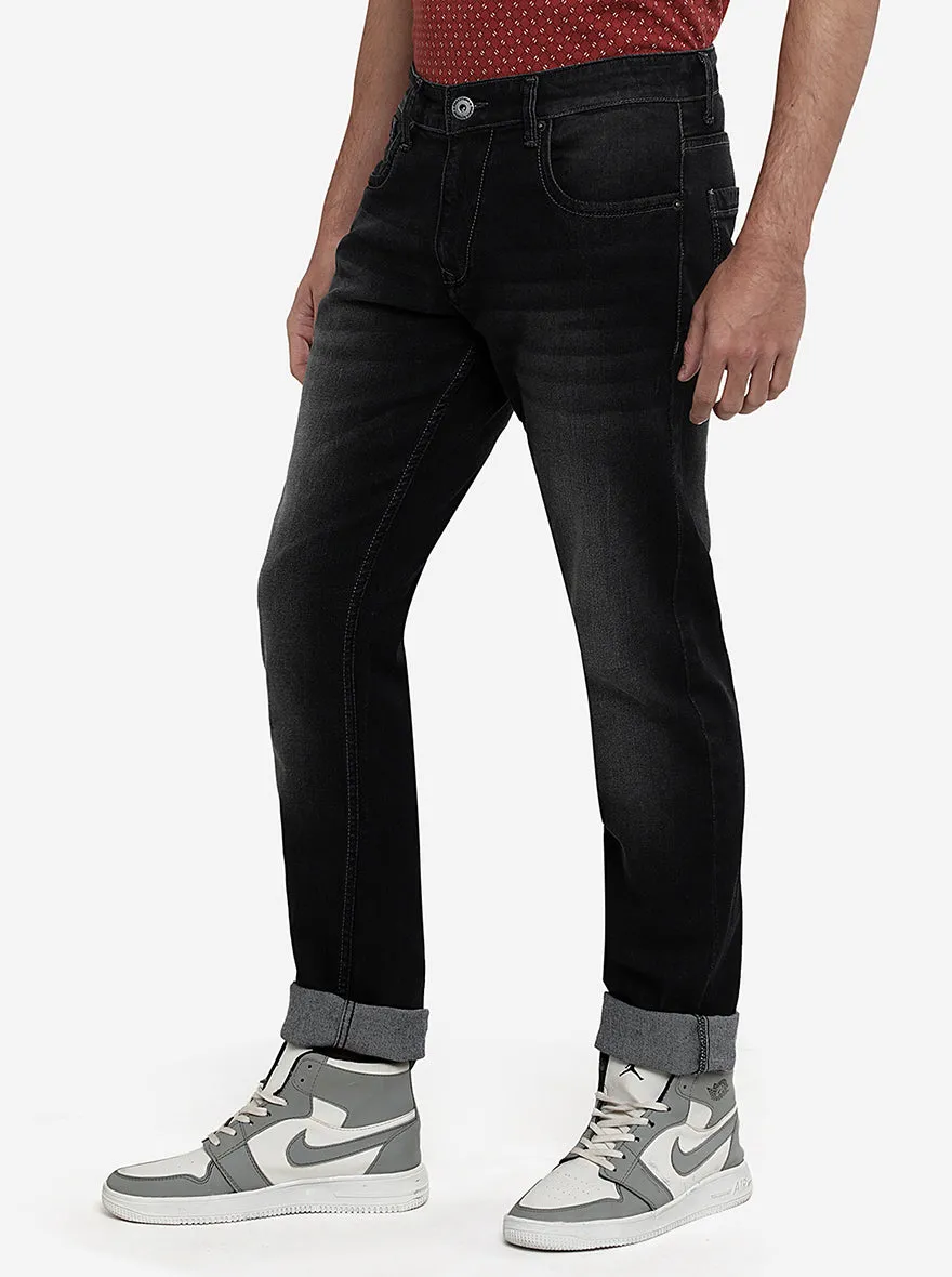 Dark Grey Washed Straight Fit Jeans | Greenfibre