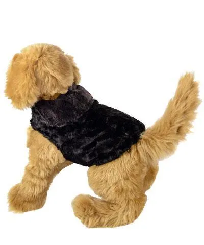 Dog Coat, Reversible - Luxury Faux Fur in Espresso Bean with Cuddly Fur in Black