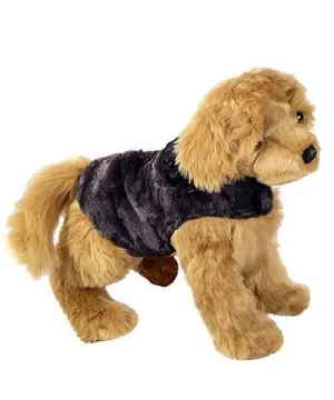 Dog Coat, Reversible - Luxury Faux Fur in Espresso Bean with Cuddly Fur in Black