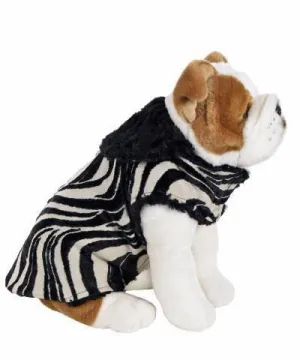 Dog Coat, Reversible - Waves Upholstery with Cuddly Faux Fur in Black