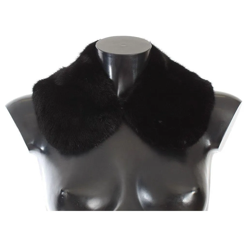 Dolce & Gabbana Elegant Black Mink Fur Shoulder Wrap Scarf