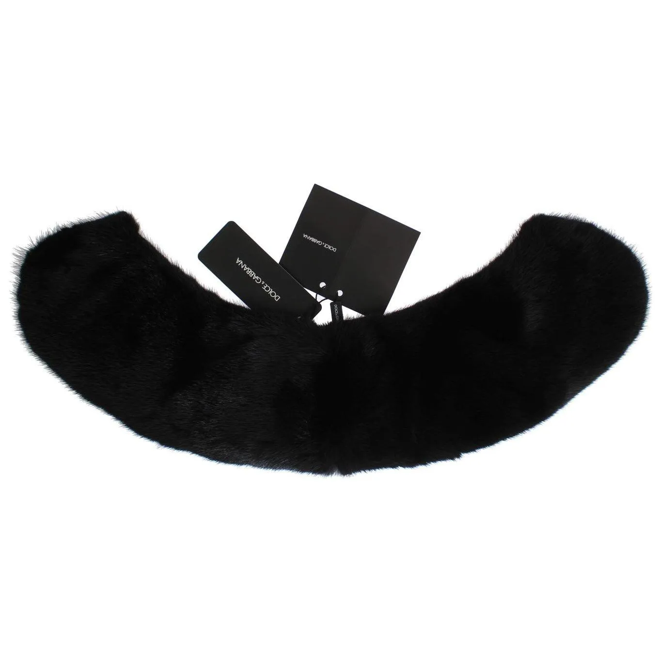 Dolce & Gabbana Elegant Black Mink Fur Shoulder Wrap Scarf