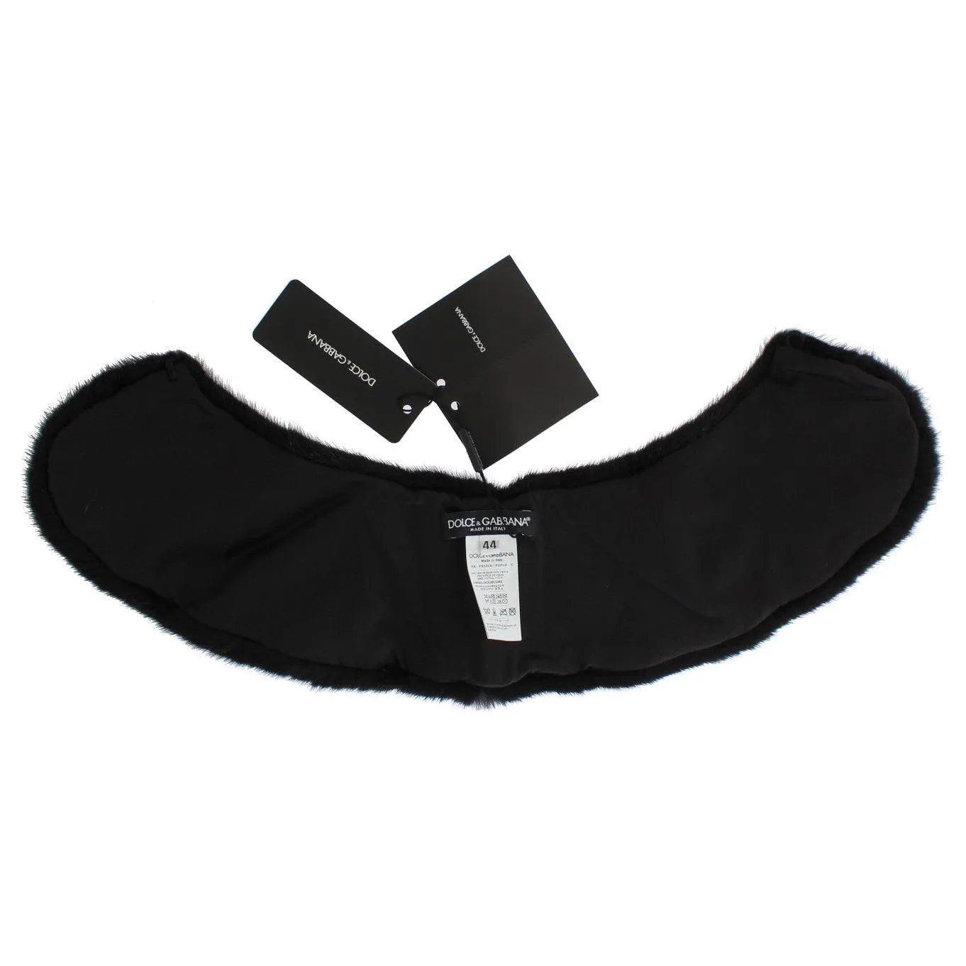 Dolce & Gabbana Elegant Black Mink Fur Shoulder Wrap Scarf