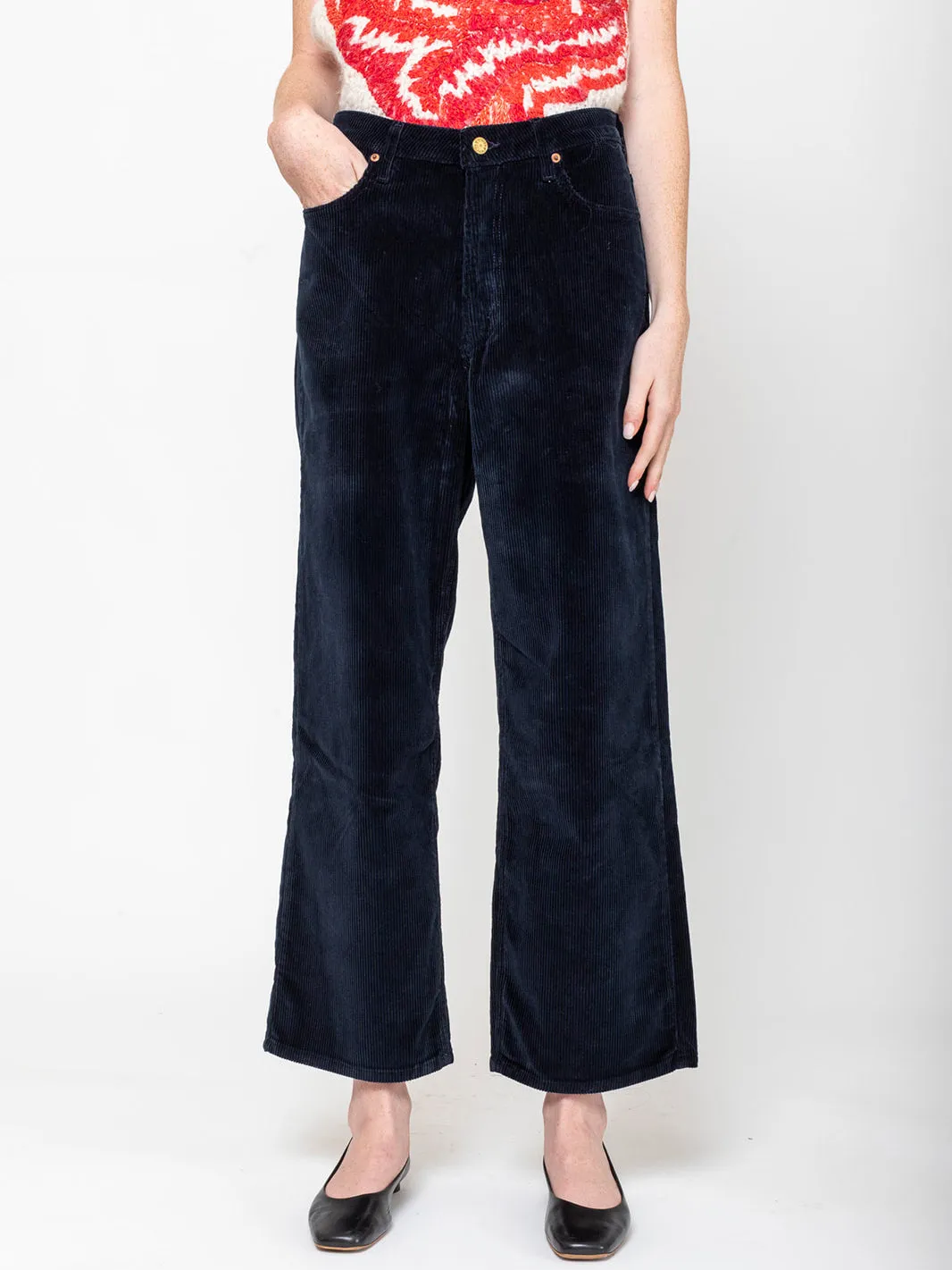 Elissa High Waisted Wide Corduroy - Marine