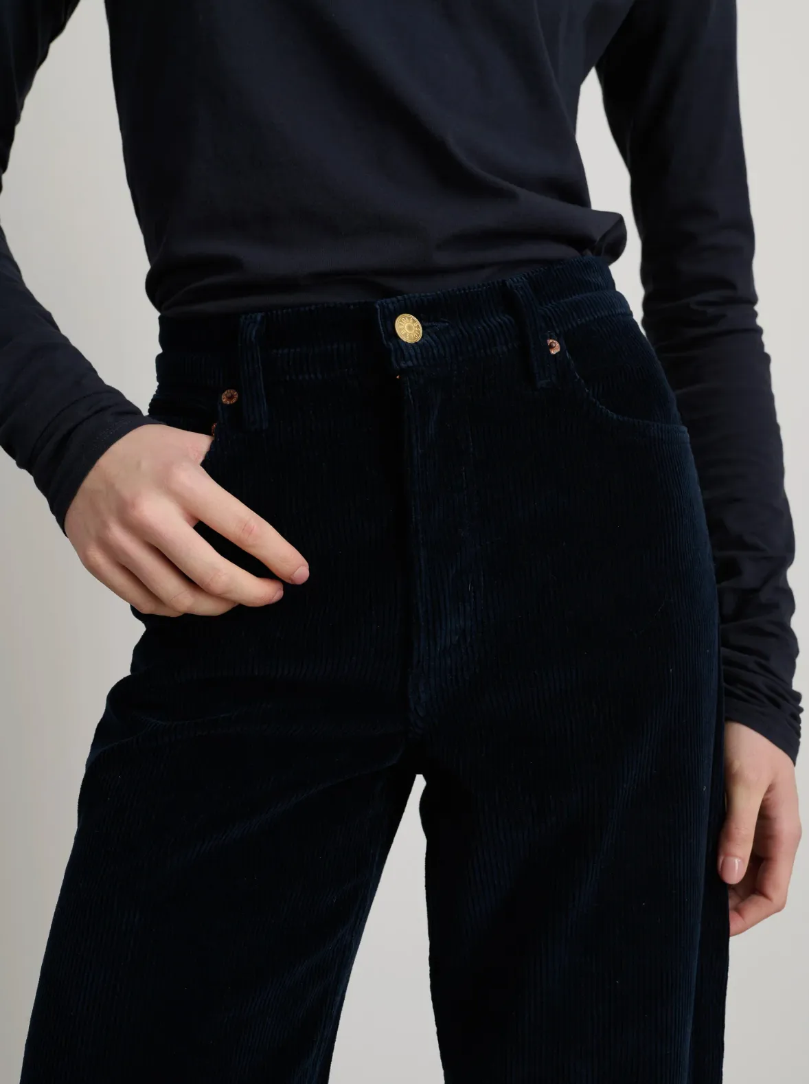 Elissa High Waisted Wide Corduroy - Marine