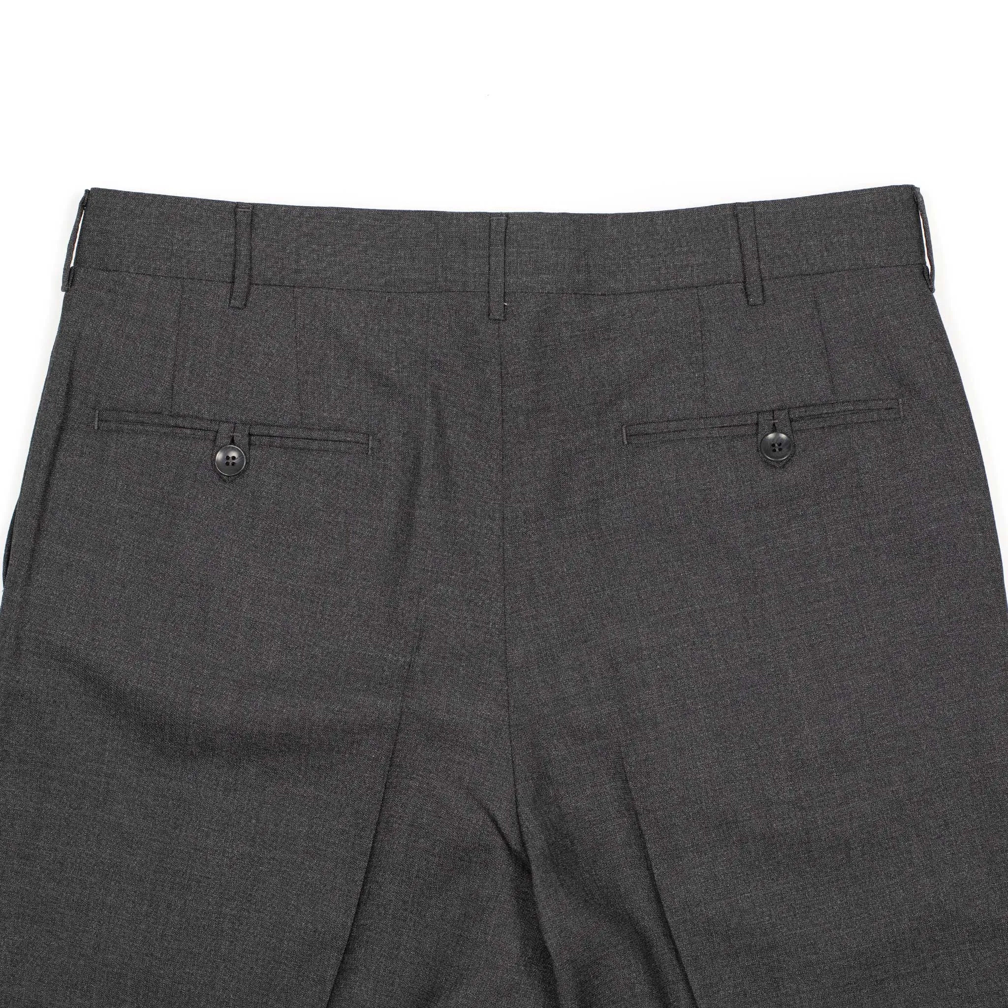 Exclusive Manhattan pleated high-rise wide trousers in charcoal grey lightweight wool