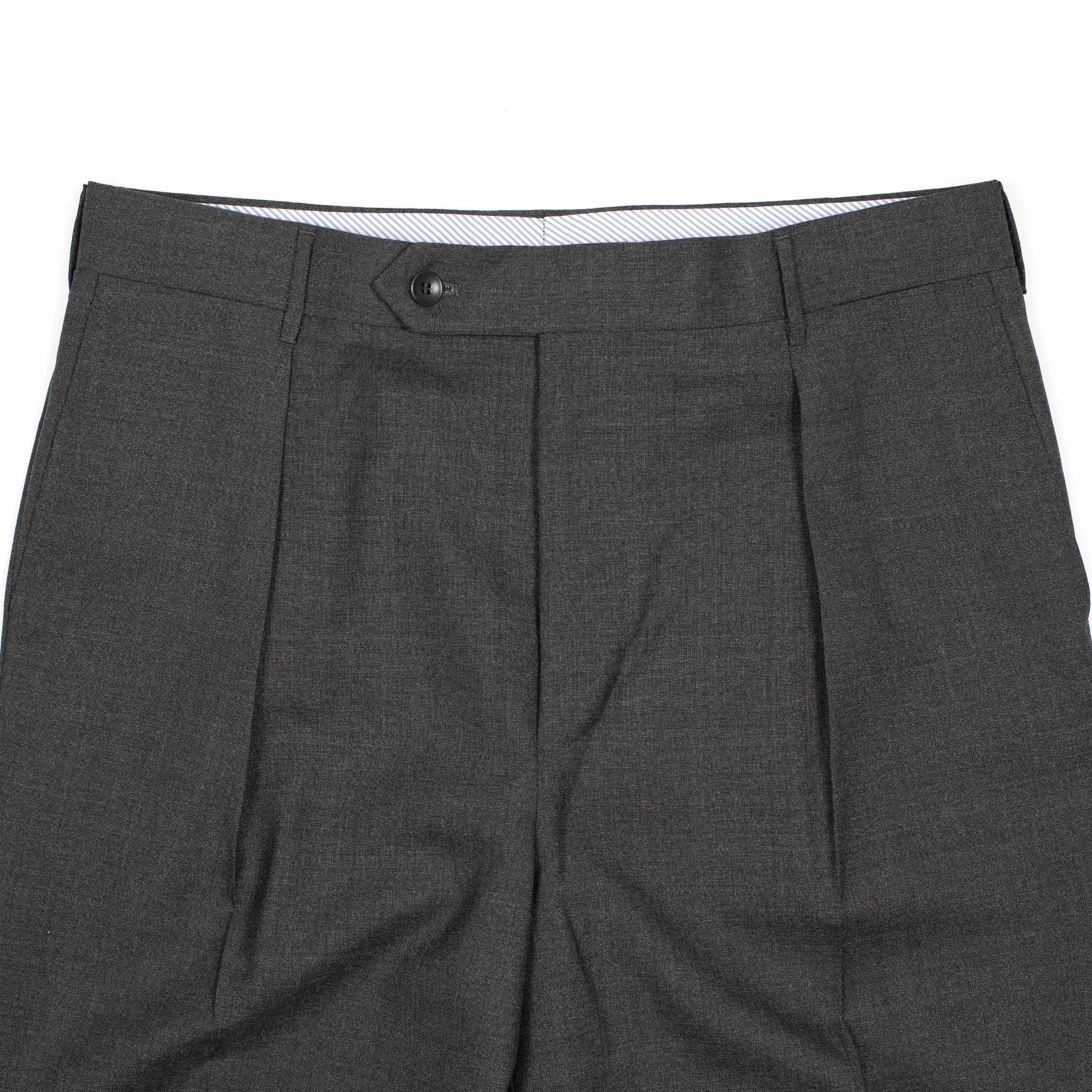 Exclusive Manhattan pleated high-rise wide trousers in charcoal grey lightweight wool