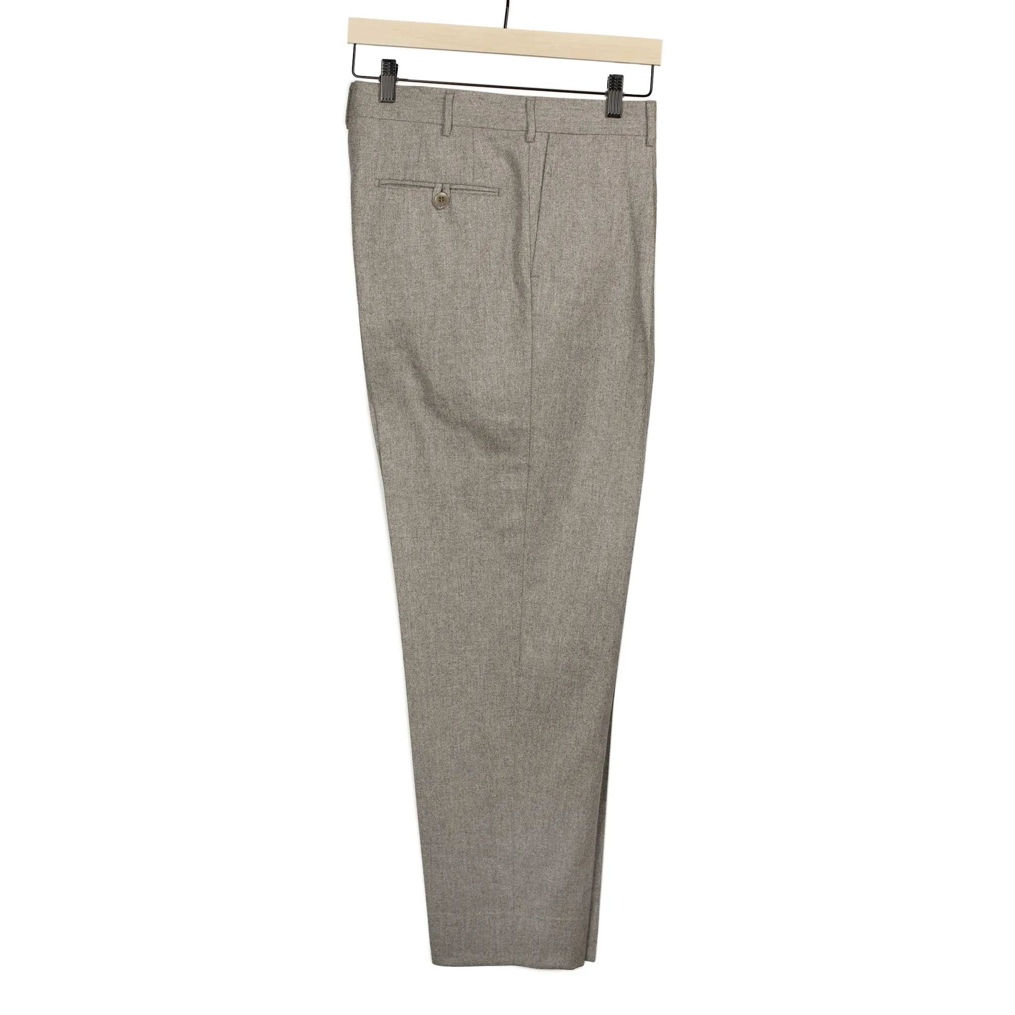 Exclusive Manhattan pleated high-rise wide trousers in oatmeal wool flannel