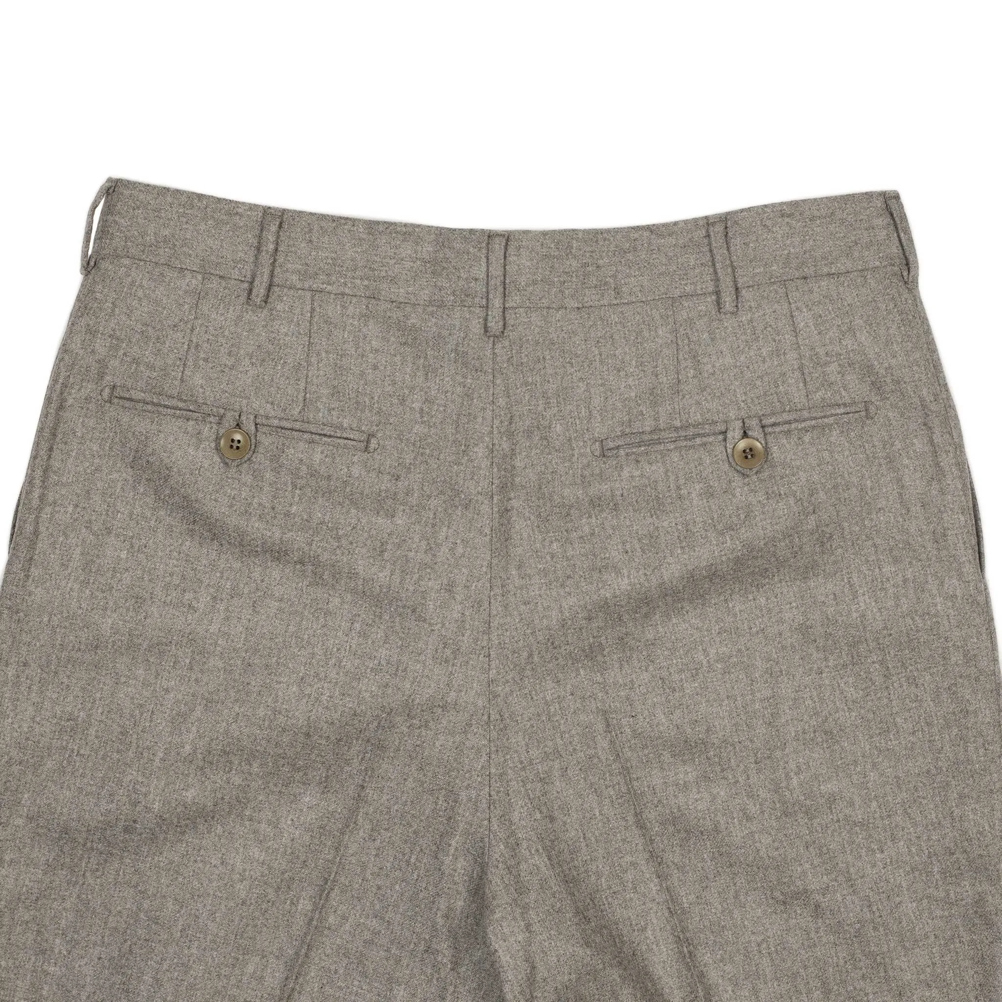 Exclusive Manhattan pleated high-rise wide trousers in oatmeal wool flannel