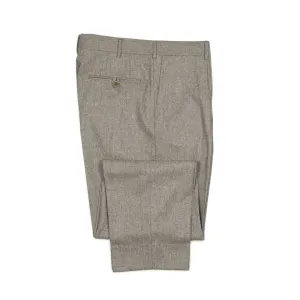 Exclusive Manhattan pleated high-rise wide trousers in oatmeal wool flannel