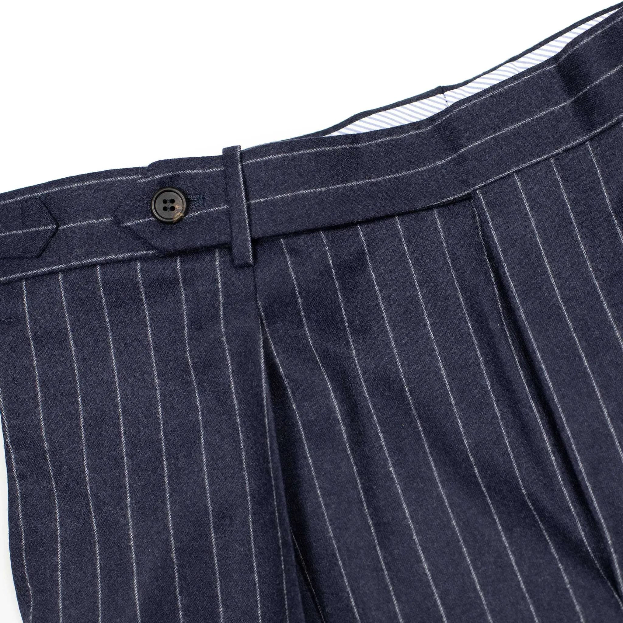 Exclusive Westside side-tab pleated high-rise wide trousers in navy chalk stripe wool