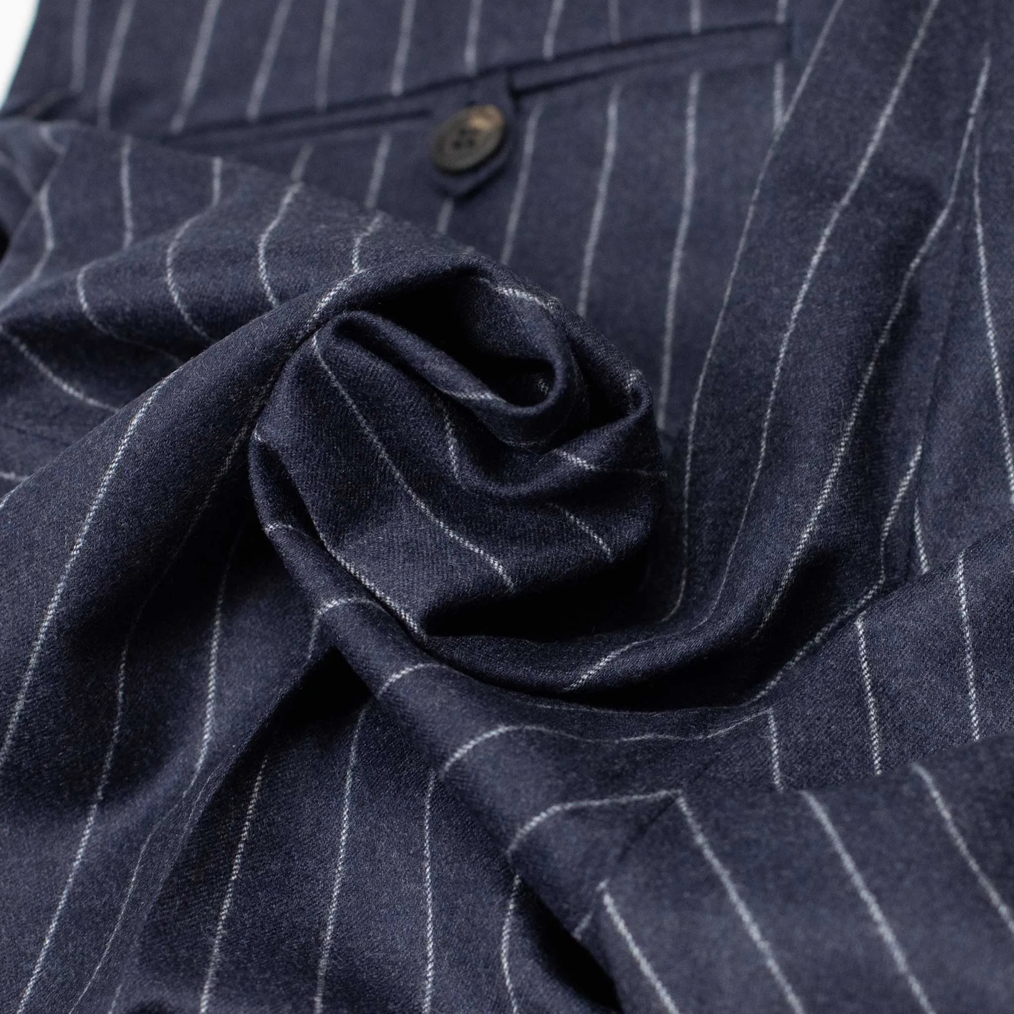 Exclusive Westside side-tab pleated high-rise wide trousers in navy chalk stripe wool