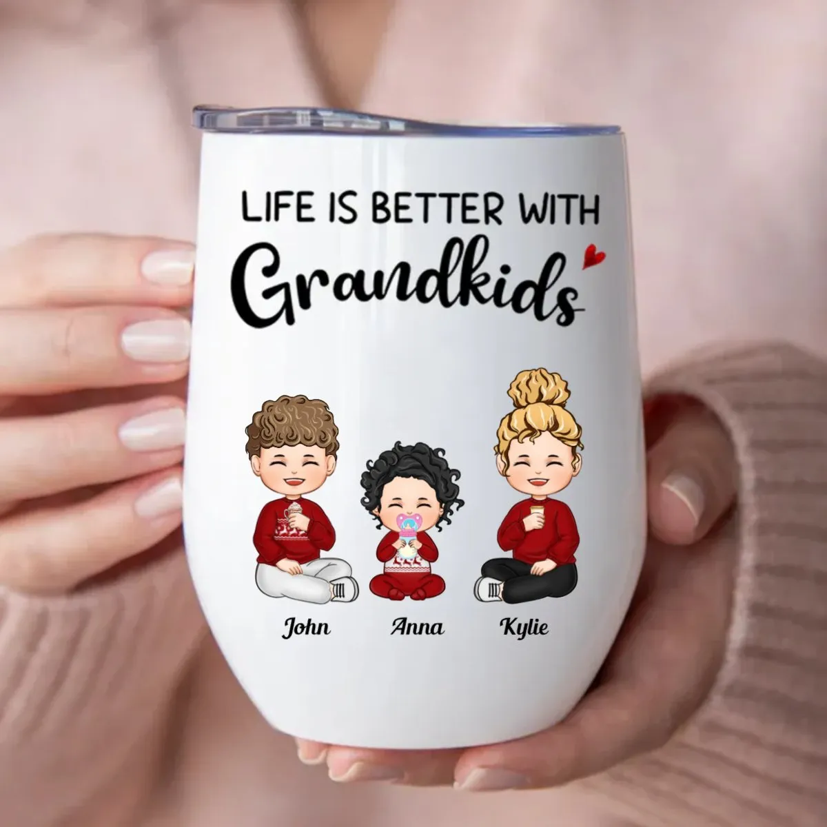 Family - Life Is Better With Grandkids - Personalized Wine Tumbler