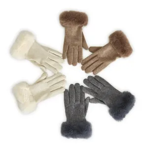 FAUX FUR TRIMMED GLOVES