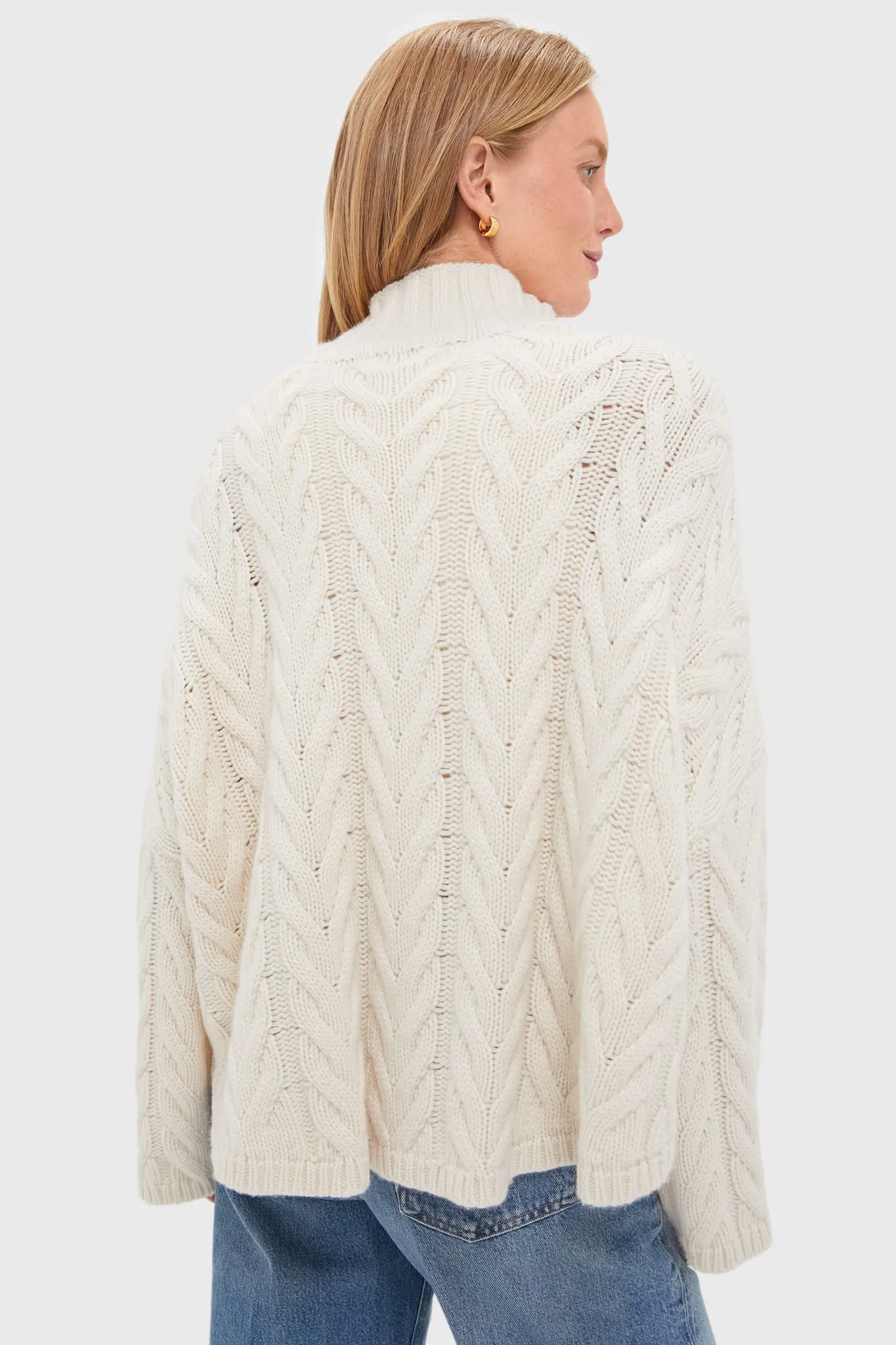 Feather White Cableknit Turtleneck