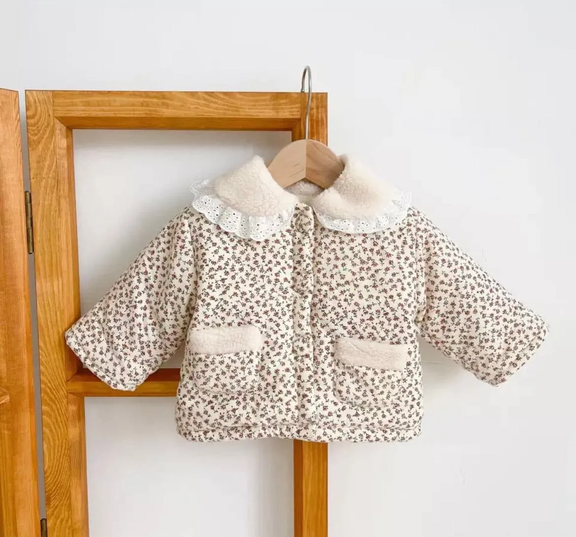 Girls Floral Sherpa Jacket